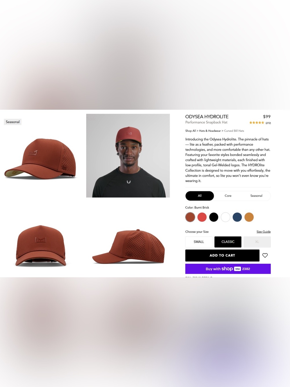Melin Odysea Hydrolite Performance Snapback Hat - Burnt Brick Size Classic NWT